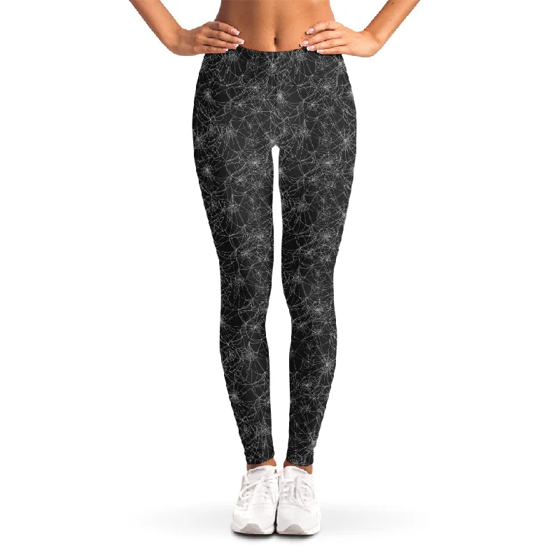 Halloween Cobweb Pattern Print Women's Leggings Comfortable Running Leggings