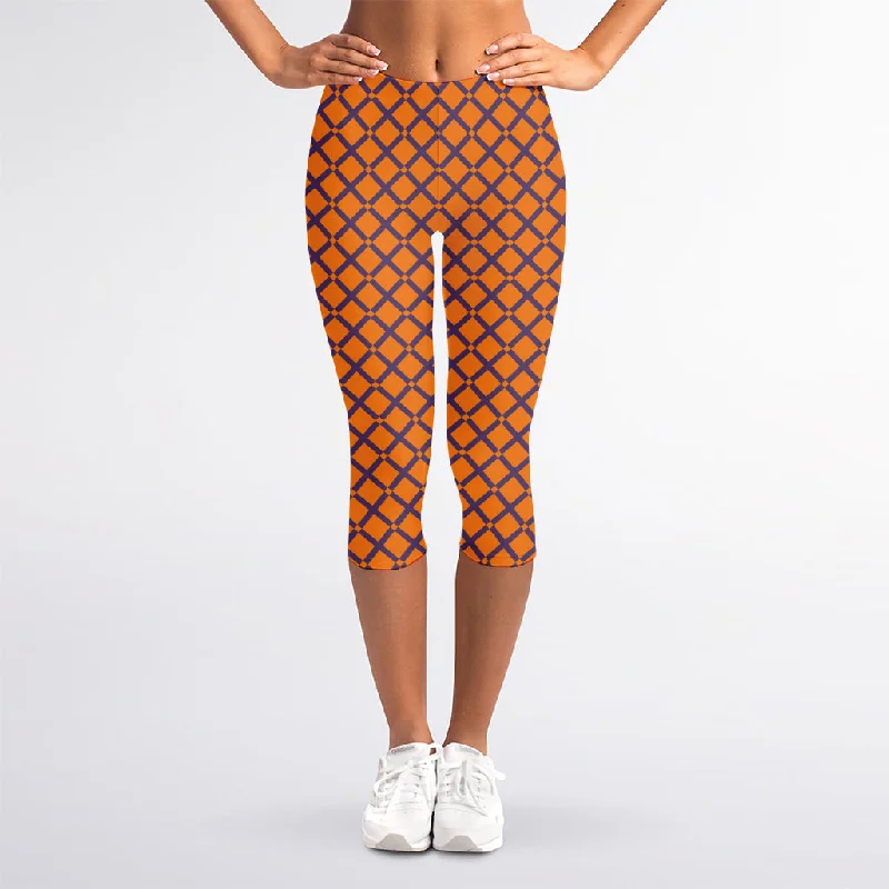 Halloween Cross Pattern Print Women's Capri Leggings Comfortable Zip-Up Leggings