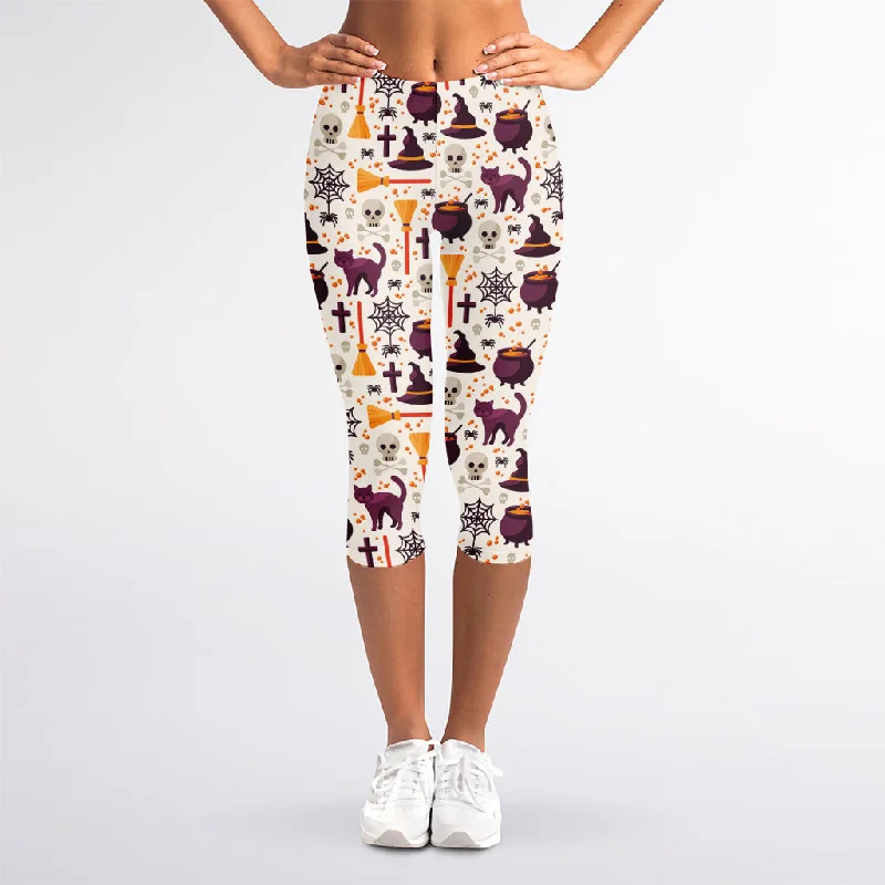 Halloween Festival Pattern Print Women's Capri Leggings Comfortable Slim Fit Leggings