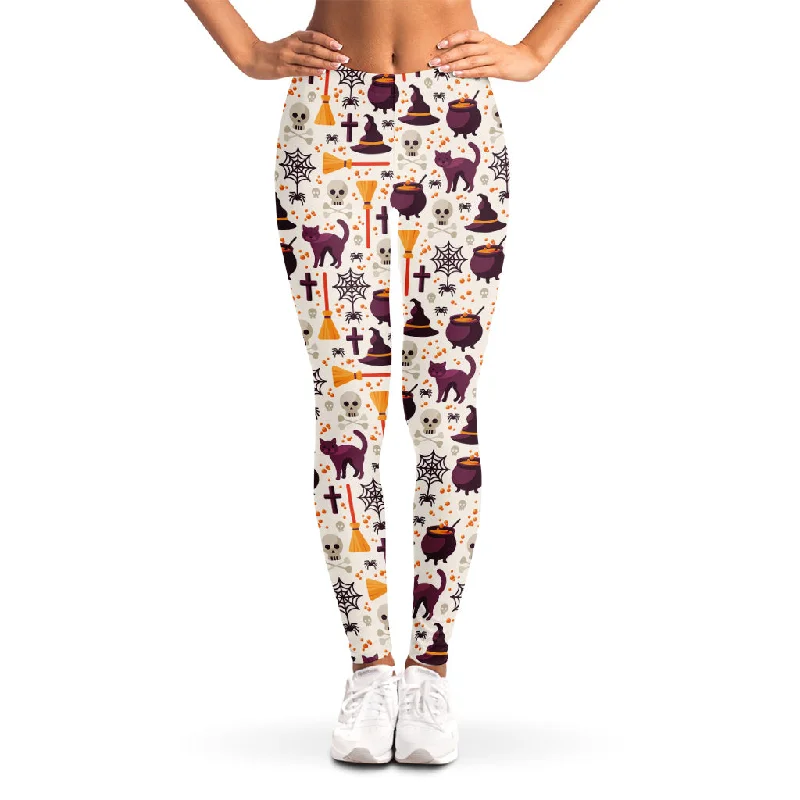 Halloween Festival Pattern Print Women's Leggings Trendy Color Block Leggings