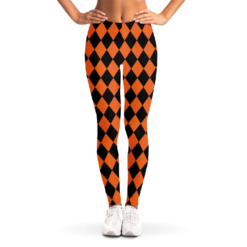 Halloween Harlequin Pattern Print Women's Leggings Comfortable Capri-Length Leggings