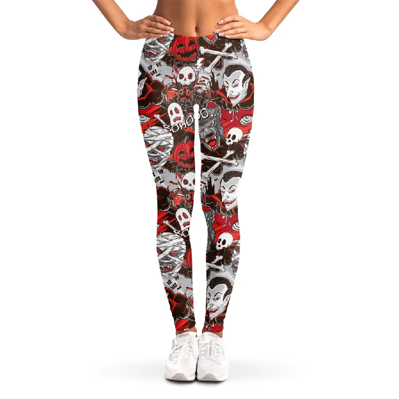 Halloween Monsters Pattern Print Women's Leggings Trendy Ombre Effect Leggings