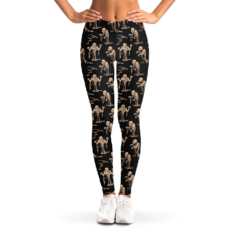 Halloween Mummy Pattern Print Women's Leggings Casual Black Leggings