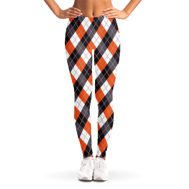 Halloween Party Argyle Pattern Print Women's Leggings Elegant Velvet Leggings