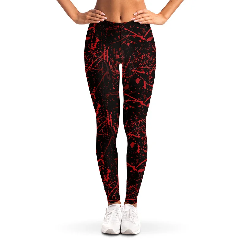 Halloween Red Blood Print Women's Leggings Trendy Patterned Leggings