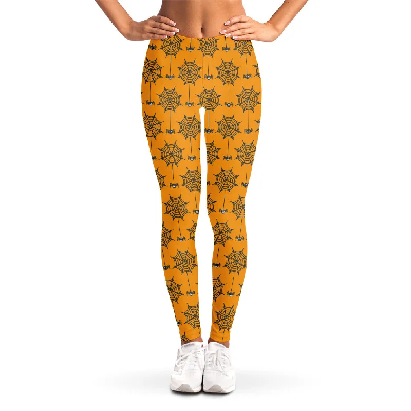 Halloween Spider Web Pattern Print Women's Leggings Trendy Flared Leggings