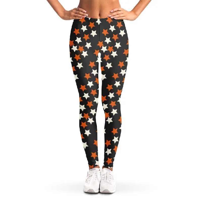 Halloween Star Pattern Print Women's Leggings Stylish Side-Stripe Leggings