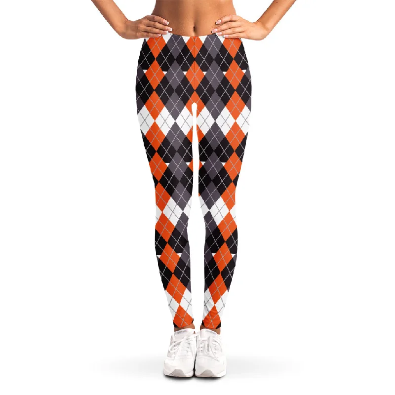 Halloween Themed Argyle Pattern Print Women's Leggings Trendy Minimalist Leggings