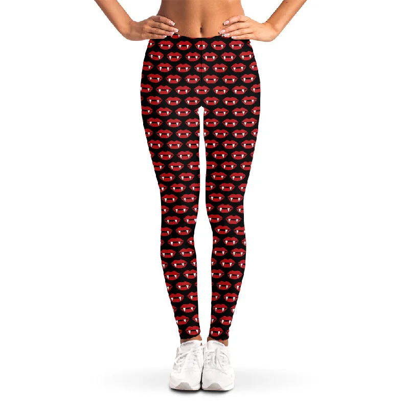 Halloween Vampire Lips Pattern Print Women's Leggings Comfortable Bootcut Workout Leggings