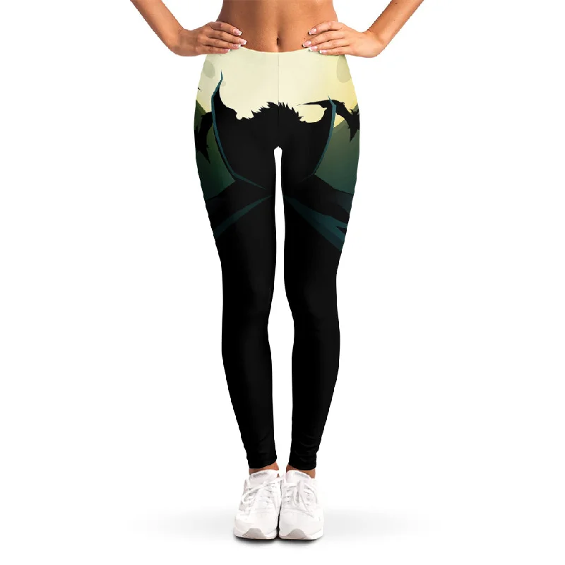 Halloween Vampire Silhouette Print Women's Leggings Fashionable Solid Color Tights