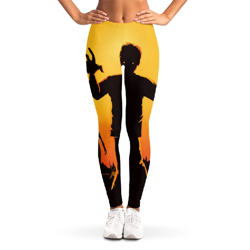 Halloween Walking Zombie Print Women's Leggings Elegant Sheer Leggings