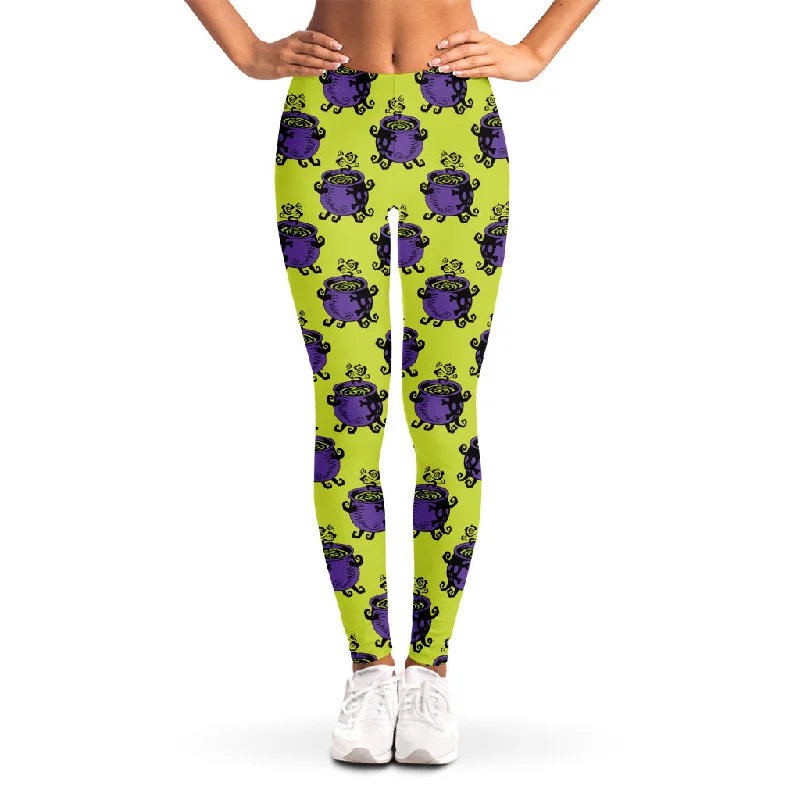 Halloween Witch Cauldron Pattern Print Women's Leggings Stylish Compression Fit Leggings