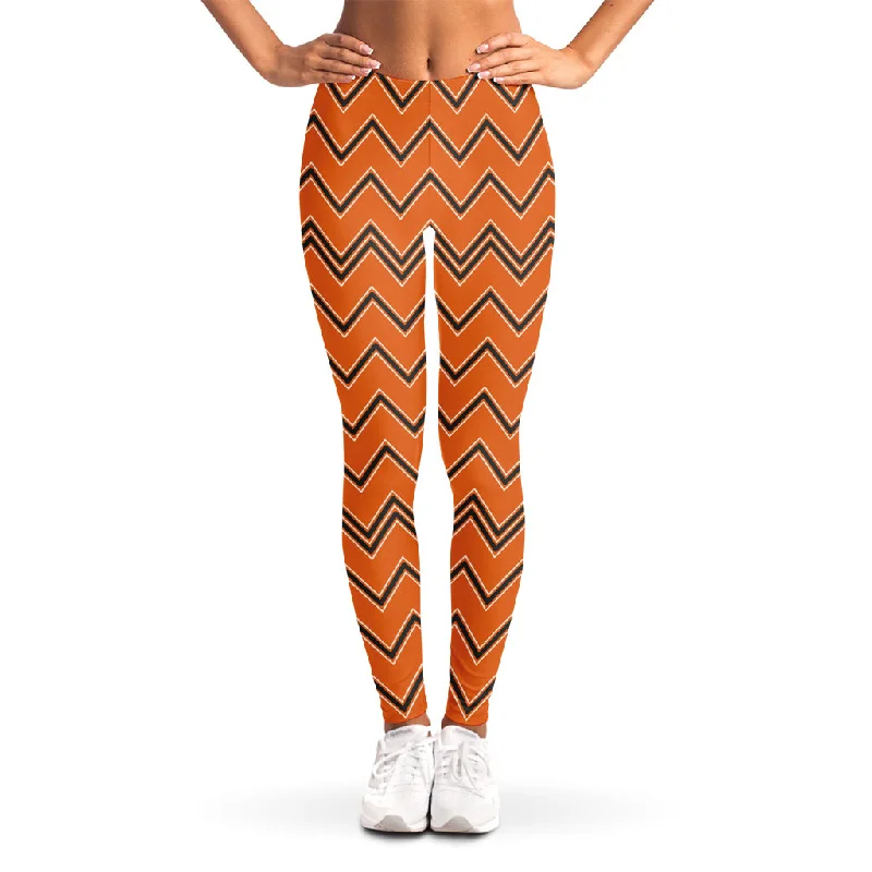 Halloween Zig Zag Pattern Print Women's Leggings Cozy Lounge Pants Leggings