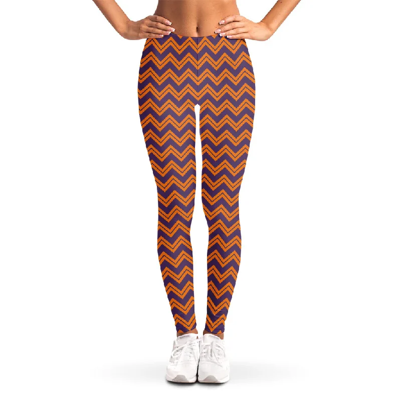 Halloween Zigzag Pattern Print Women's Leggings Trendy Fitness Leggings