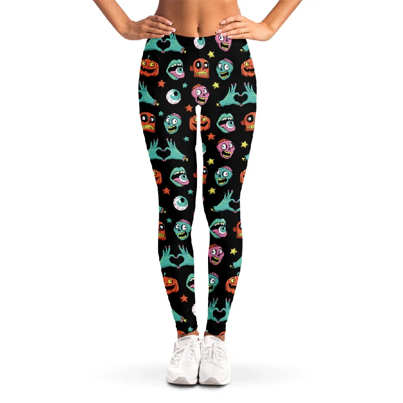 Halloween Zombie Pattern Print Women's Leggings Stylish Sweat-Proof Leggings