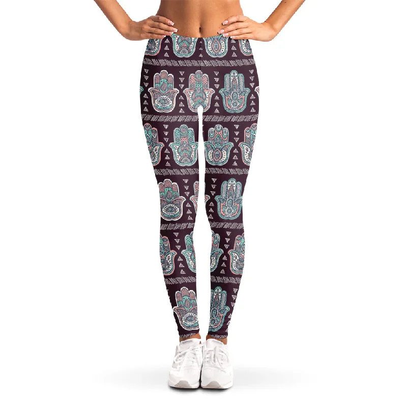 Hamsa Symbol Pattern Print Women's Leggings Comfortable Cold Weather Leggings