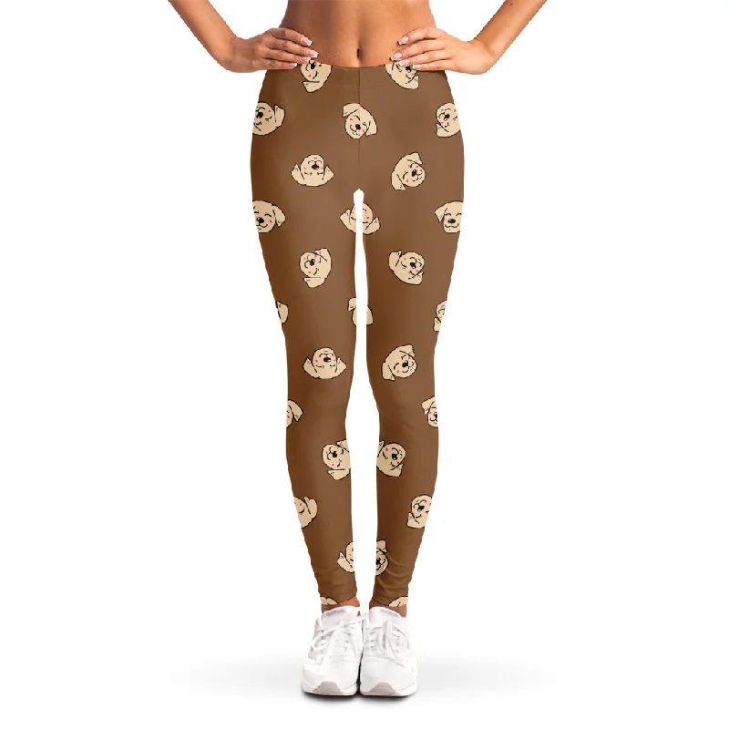 Happy Labrador Retriever Pattern Print Women's Leggings Cozy Reflective Detail Leggings