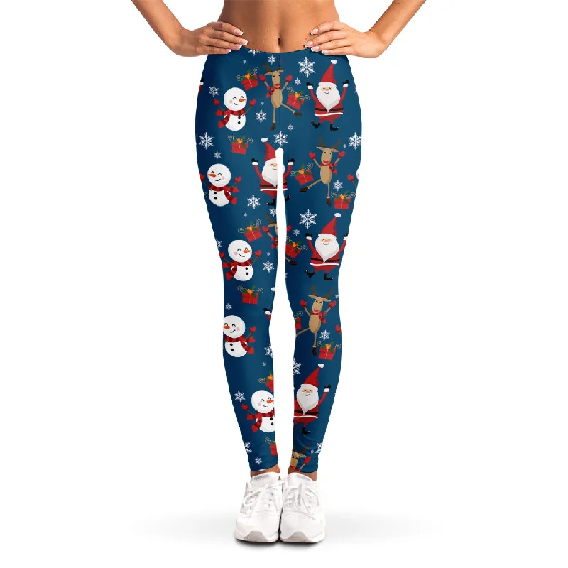 Happy Santa Claus Pattern Print Women's Leggings Cozy Warmth Leggings