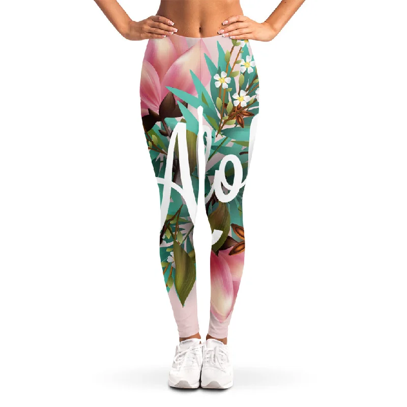 Hawaiian Flower Aloha Print Women's Leggings Cozy Sweat-Wicking Leggings