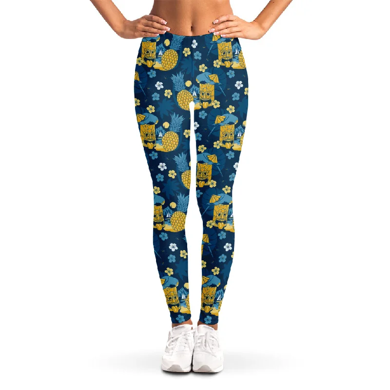 Hawaiian Tiki Pattern Print Women's Leggings Fashionable Seamless Leggings