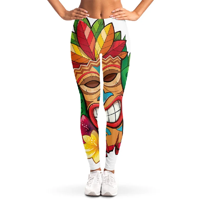 Hawaiian Tiki Print Women's Leggings Trendy Sports Performance Leggings