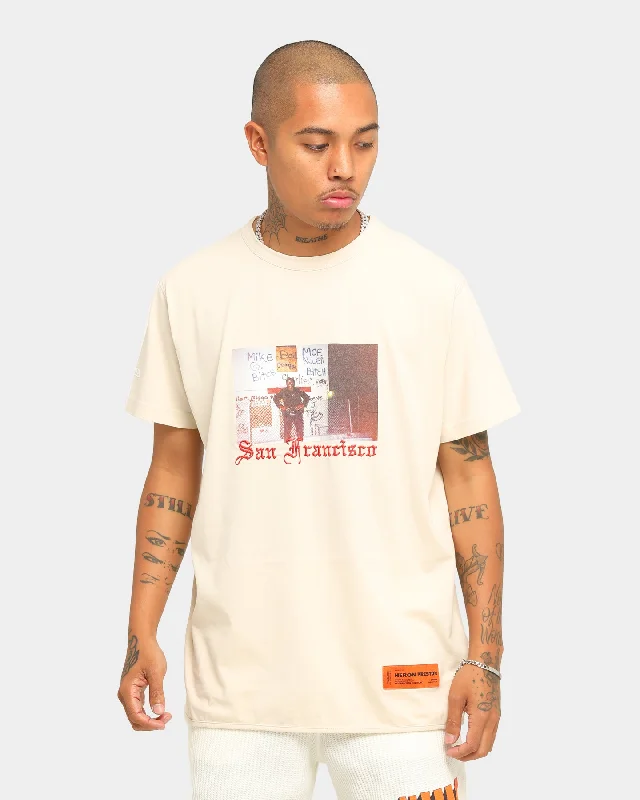 Heron Preston Dad Print Short Sleeve T-Shirt Beige Ribbed T-Shirt High Neck Heavyweight Heron Preston Dad Print Short Sleeve T-Shirt Beige Ribbed T-Shirt High Neck Heavyweight