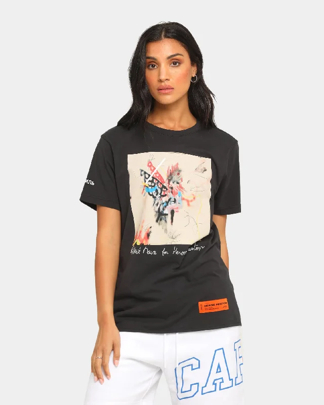 Heron Preston HP x Robert Nava Short Sleeve T-Shirt Black Real Fur Shearling Chenille