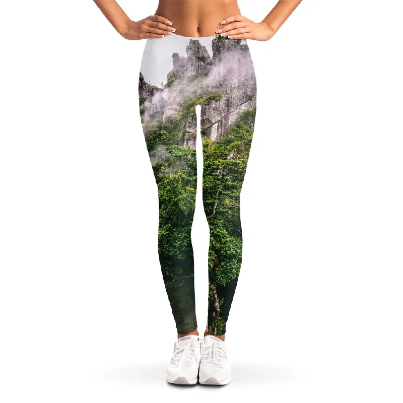 High Mountain Print Women's Leggings Fashionable Leather-Look Leggings