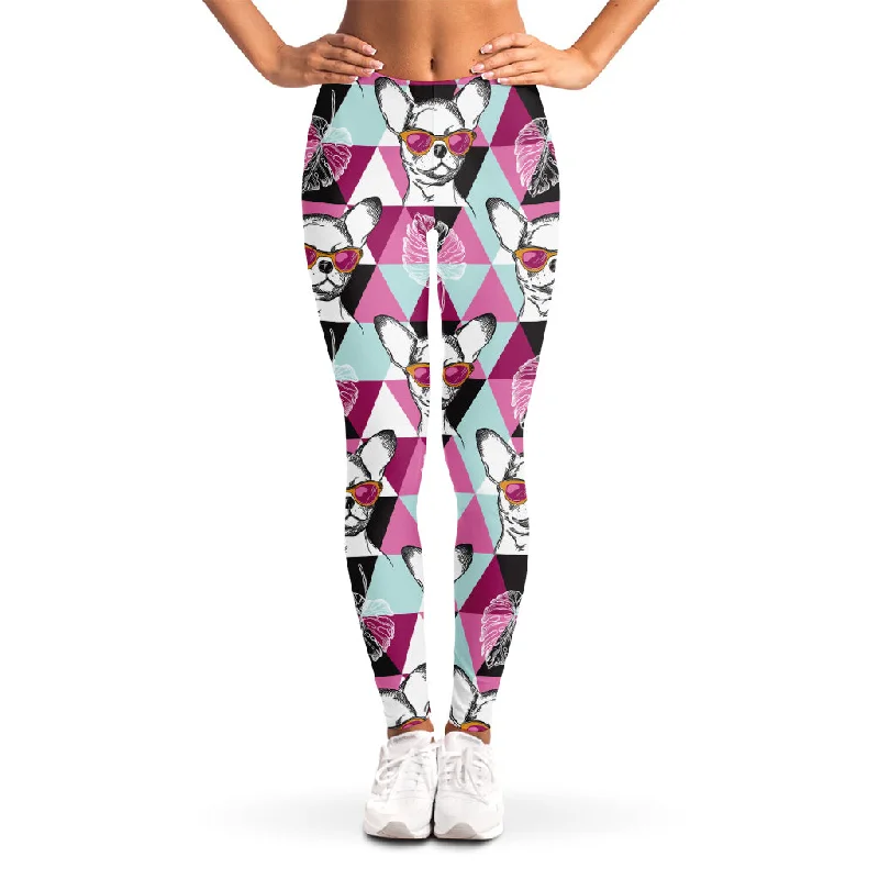 Hipster Chihuahua Pattern Print Women's Leggings Comfortable Stretch Leggings