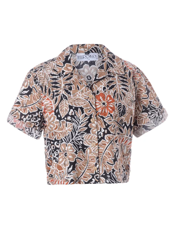 Label Juliet Cropped Hawaiian Shirt Chenille Blend Fleece Blend Nylon Blend