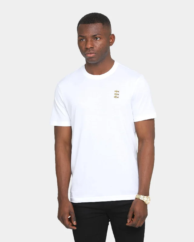 Lacoste Gold Triple Croc T-Shirt White Fleece Nylon Spandex