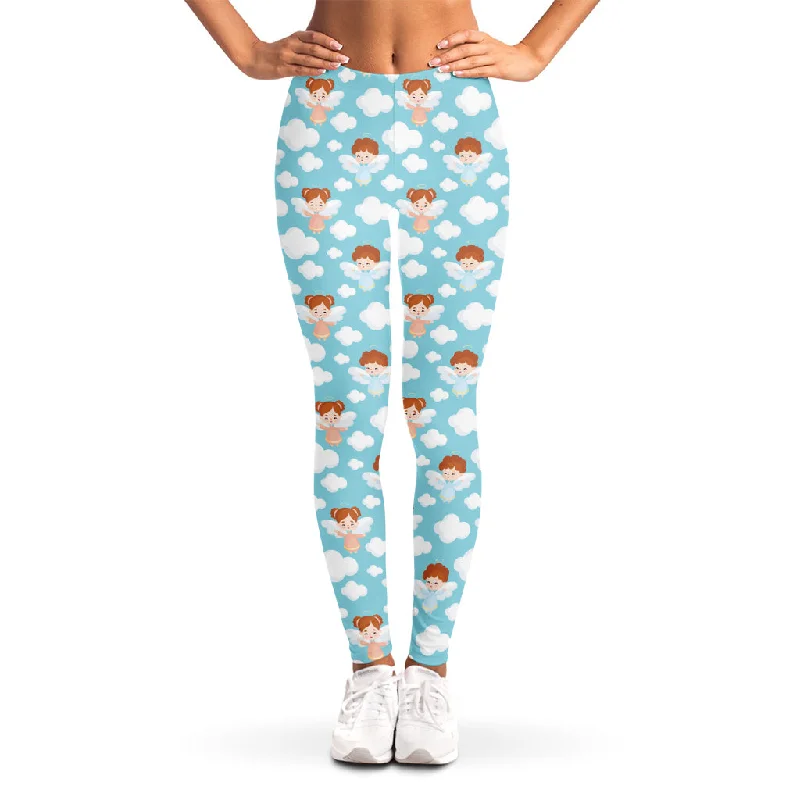 Little Angel Pattern Print Women's Leggings Cozy Lounge Pants Leggings