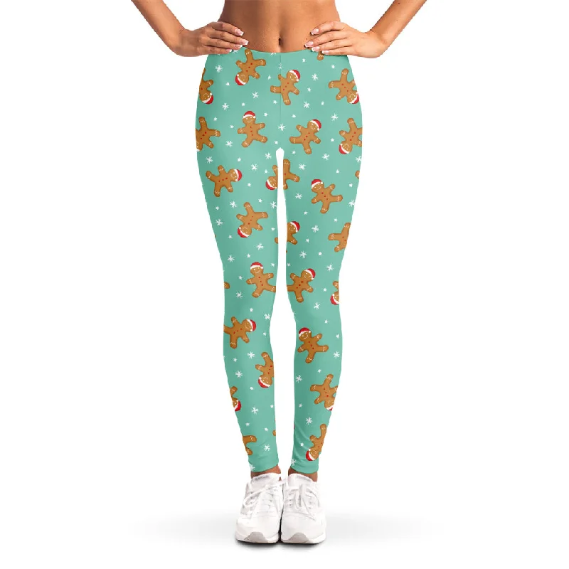 Little Gingerbread Man Pattern Print Women's Leggings Cozy Workout Performance Leggings