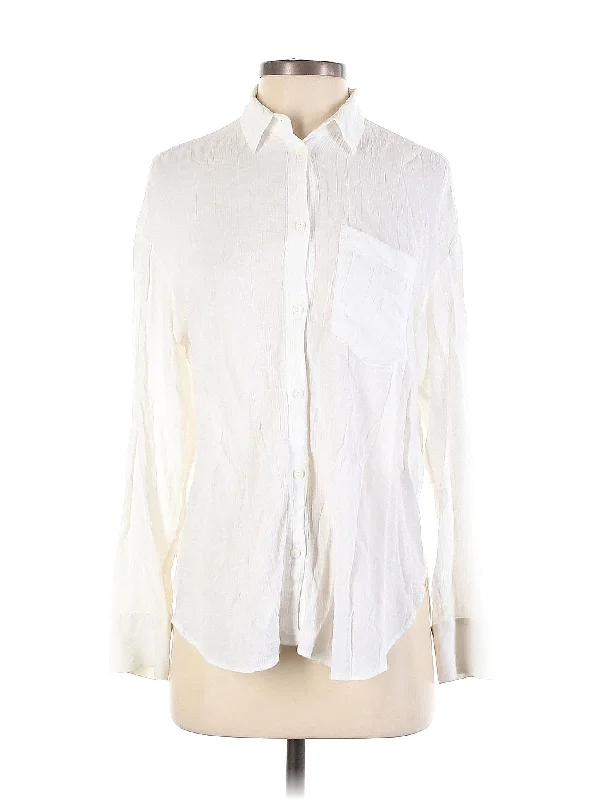 Long Sleeve Button Down Shirt Embroidered Appliqued Beaded