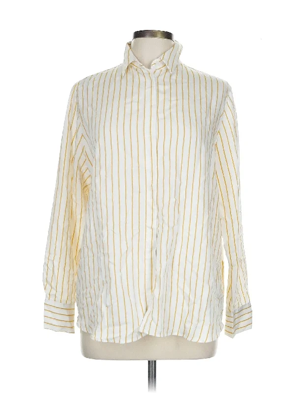Long Sleeve Button Down Shirt Welt Pockets Slit Pockets Flap Pockets
