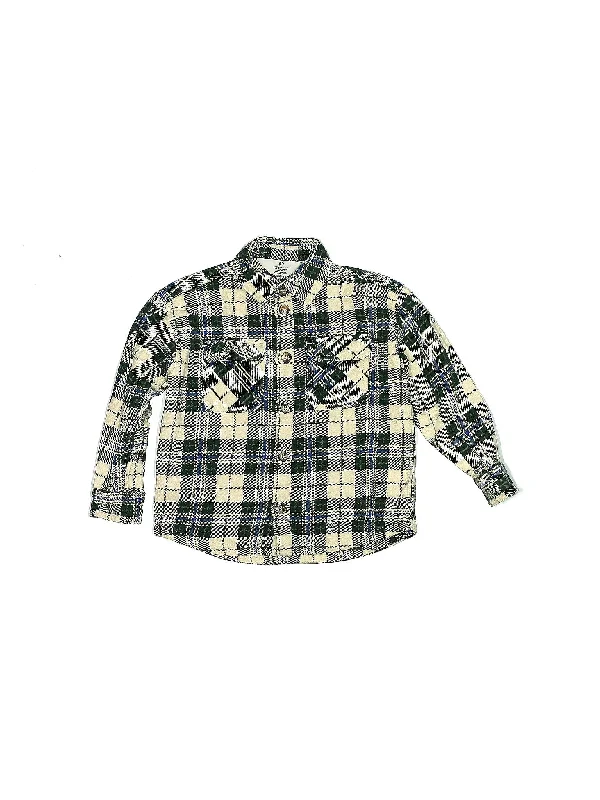 Long Sleeve Button Down Shirt Striped Floral Plaid