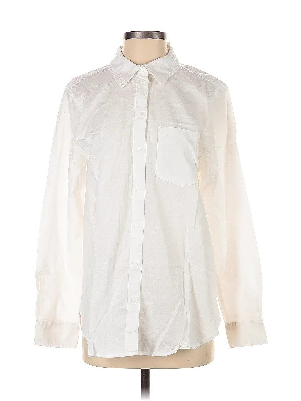 Long Sleeve Button Down Shirt Lace Blend Ribbed Blend Corduroy Blend