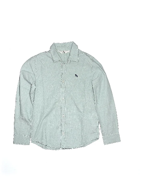 Long Sleeve Button Down Shirt Ribbed Striped Patterned