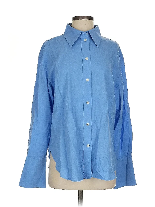 Long Sleeve Button Down Shirt Terry Blend Velvet Blend Canvas Blend