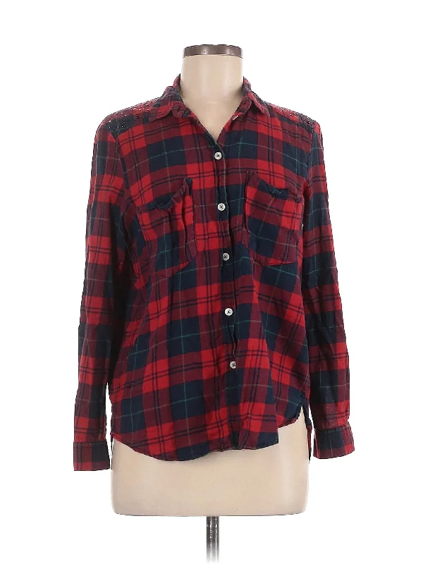 Long Sleeve Button Down Shirt Chenille Blend Fleece Blend Nylon Blend