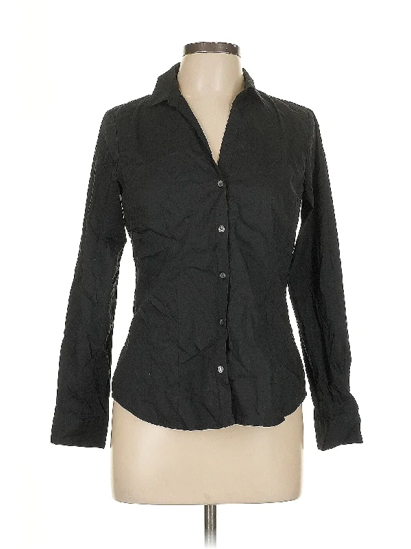 Long Sleeve Button Down Shirt Notch Collar Peter Pan Collar Cowl Neck
