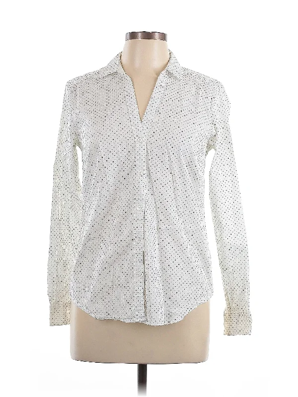 Long Sleeve Button Down Shirt Asymmetrical Pockets Print