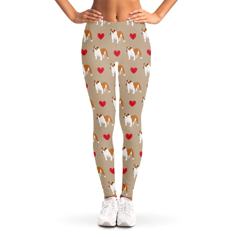 Love English Bulldog Pattern Print Women's Leggings Trendy Sports Performance Leggings