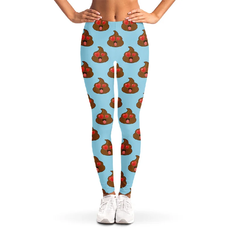 Lovely Poop Pattern Print Women's Leggings Cozy Ribbed Leggings