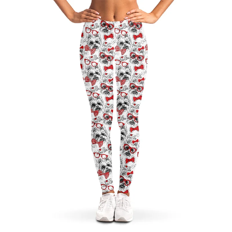 Lovely Yorkshire Terrier Pattern Print Women's Leggings Comfortable Compression Leggings