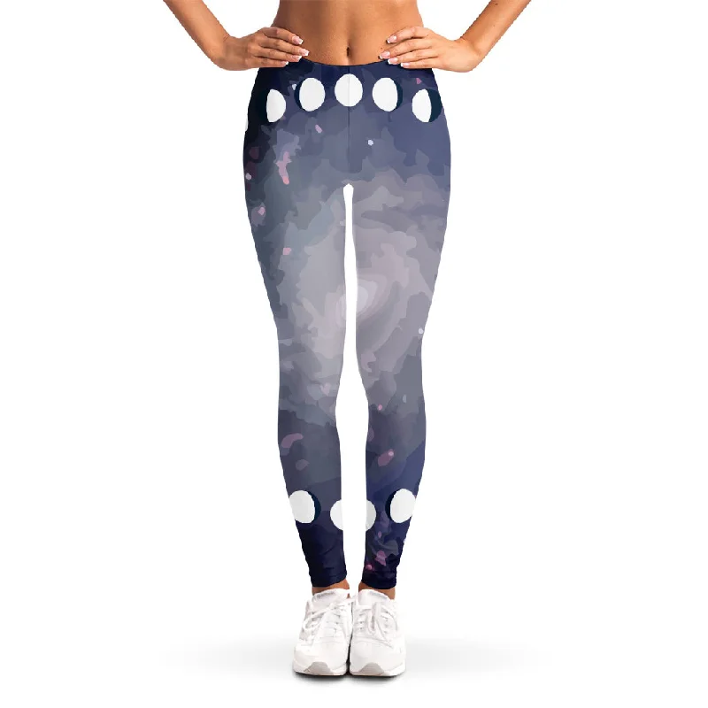 Lunar Phase Cycle Print Women's Leggings Cozy Cotton Leggings