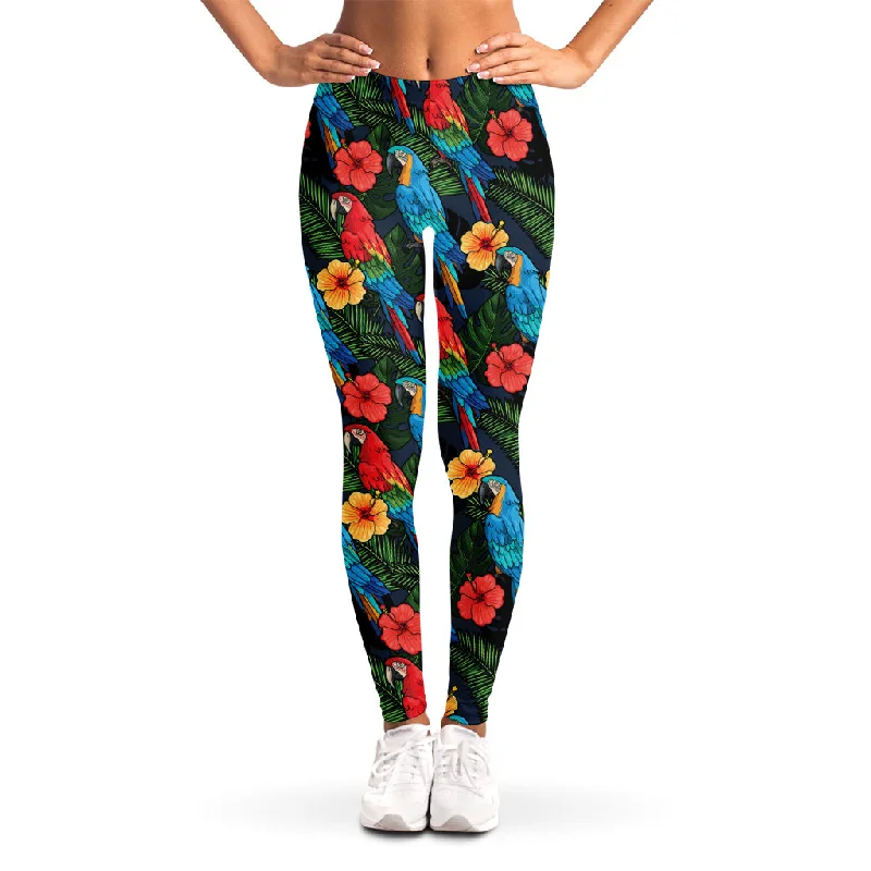 Macaw Parrot Pattern Print Women's Leggings Classic Solid Color Leggings