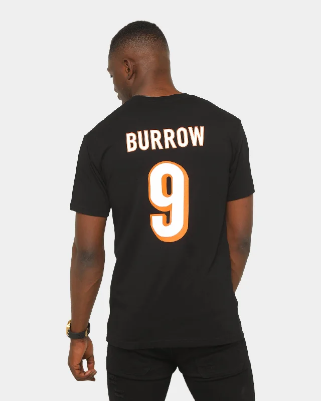 Mitchell & Ness Cincinnati Bengals Joe Burrow 9 NFL T-Shirt Black Fleece Fabric Down Fabric Feather Fabric Mitchell & Ness Cincinnati Bengals Joe Burrow 9 NFL T-Shirt Black Fleece Fabric Down Fabric Feather Fabric