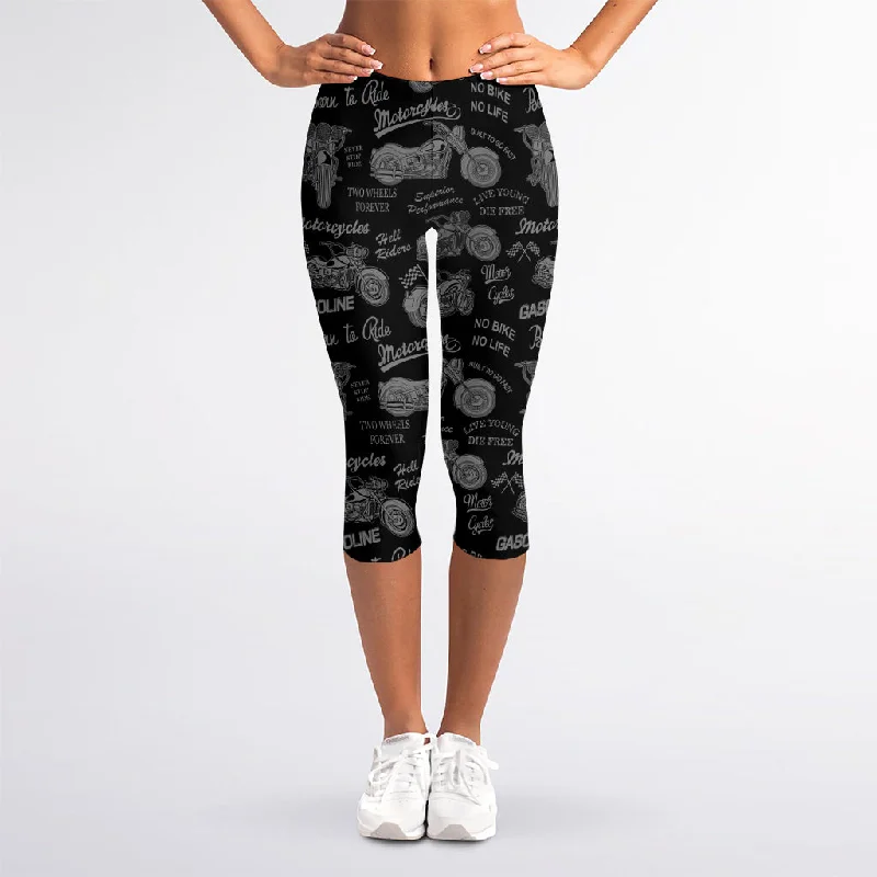 Motorcycle Quote Pattern Print Women's Capri Leggings Stylish Colorful Activewear Leggings Motorcycle Quote Pattern Print Women's Capri Leggings Stylish Colorful Activewear Leggings