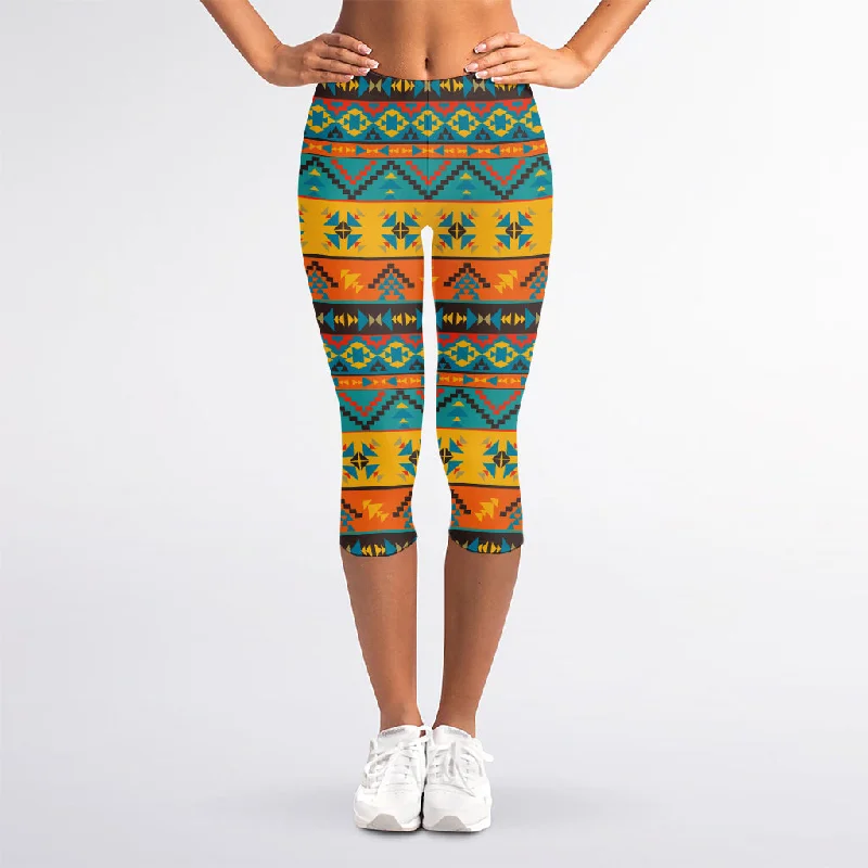 Native Indian Inspired Pattern Print Women's Capri Leggings Stylish Camo Print Leggings Native Indian Inspired Pattern Print Women's Capri Leggings Stylish Camo Print Leggings